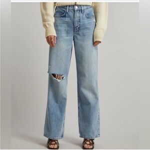 Frame Denim Le High N Tight Wide Leg Jean in Bilson Rips size 27